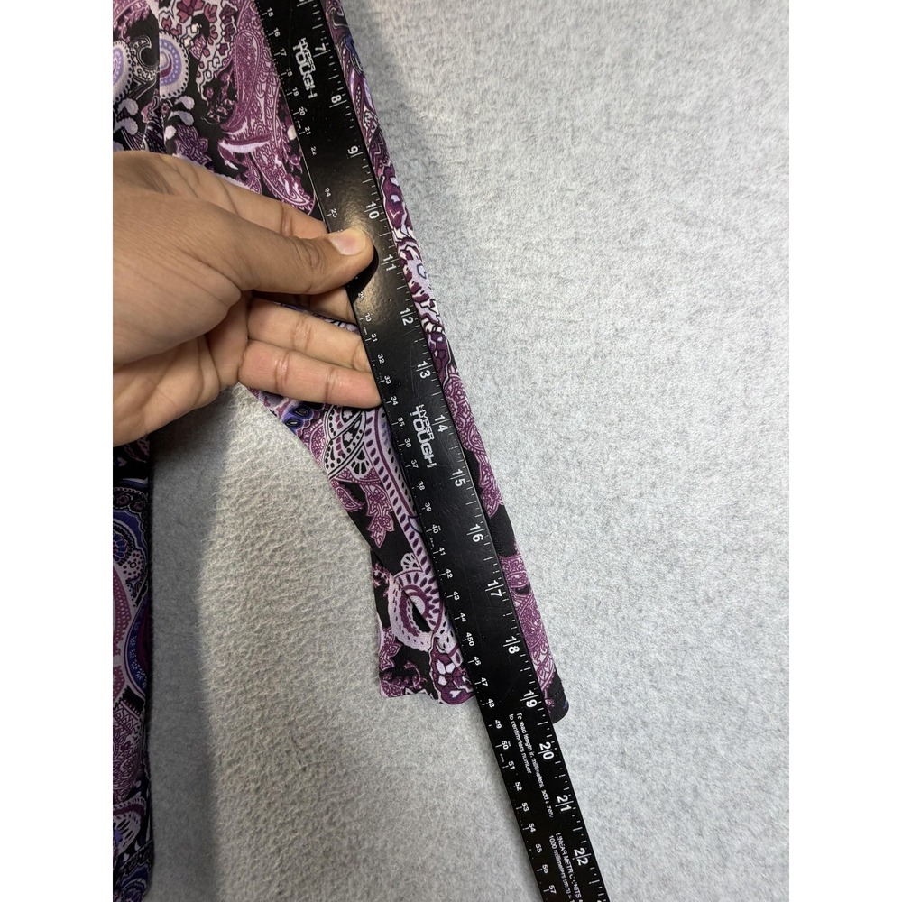 Dressbarn Tunic Top Womens XL Purple Paisley Beaded V Neck 3/4 Sleeve Stretch - Picture 8 of 10
